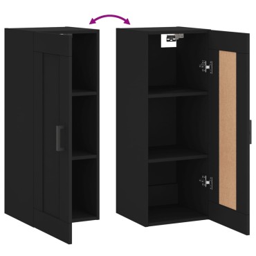 vidaXL Ντουλάπι Τοίχου Μαύρο 34,5x34x90cm από Επεξεργασμένο Ξύλο 1 τεμ.