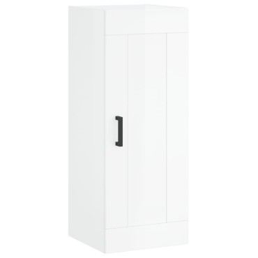 vidaXL Ντουλάπι Τοίχου Γυαλιστερό Λευκό 34,5x34x90cm Επεξ. Ξύλο 1 τεμ.