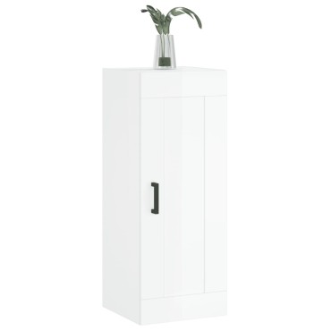 vidaXL Ντουλάπι Τοίχου Γυαλιστερό Λευκό 34,5x34x90cm Επεξ. Ξύλο 1 τεμ.