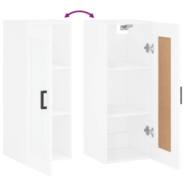 vidaXL Ντουλάπι Τοίχου Γυαλιστερό Λευκό 34,5x34x90cm Επεξ. Ξύλο 1 τεμ.