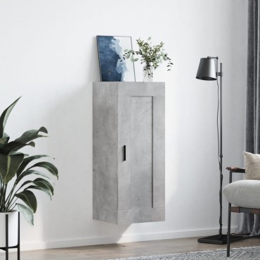 vidaXL Ντουλάπι Τοίχου Γκρι Σκυροδέματος 34,5x34x90cm Επεξεργ. Ξύλο 1 τεμ.