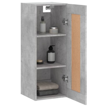 vidaXL Ντουλάπι Τοίχου Γκρι Σκυροδέματος 34,5x34x90cm Επεξεργ. Ξύλο 1 τεμ.