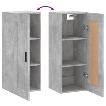 vidaXL Ντουλάπι Τοίχου Γκρι Σκυροδέματος 34,5x34x90cm Επεξεργ. Ξύλο 1 τεμ.