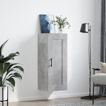vidaXL Ντουλάπι Τοίχου Γκρι Σκυροδέματος 34,5x34x90cm Επεξεργ. Ξύλο 1 τεμ.