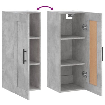 vidaXL Ντουλάπι Τοίχου Γκρι Σκυροδέματος 34,5x34x90cm Επεξεργ. Ξύλο 1 τεμ.