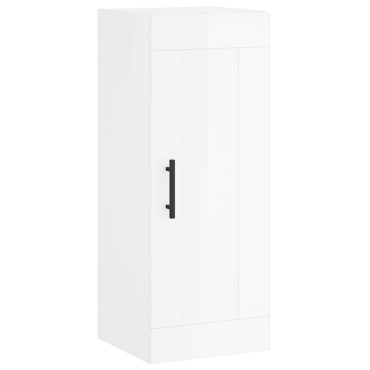 vidaXL Ντουλάπι Τοίχου Γυαλιστερό Λευκό 34,5x34x90cm Επεξ. Ξύλο 1 τεμ.