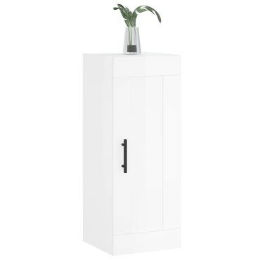 vidaXL Ντουλάπι Τοίχου Γυαλιστερό Λευκό 34,5x34x90cm Επεξ. Ξύλο 1 τεμ.