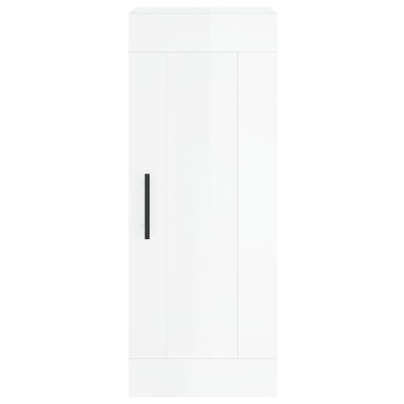 vidaXL Ντουλάπι Τοίχου Γυαλιστερό Λευκό 34,5x34x90cm Επεξ. Ξύλο 1 τεμ.