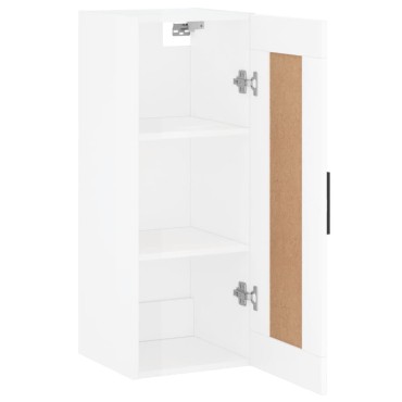 vidaXL Ντουλάπι Τοίχου Γυαλιστερό Λευκό 34,5x34x90cm Επεξ. Ξύλο 1 τεμ.