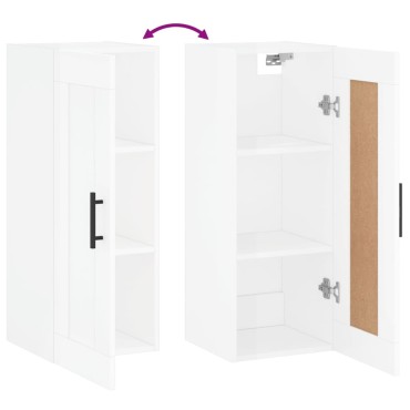 vidaXL Ντουλάπι Τοίχου Γυαλιστερό Λευκό 34,5x34x90cm Επεξ. Ξύλο 1 τεμ.