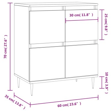 vidaXL Συρταριέρα Λευκή 60x35x70cm από Επεξεργασμένο Ξύλο 1 τεμ.
