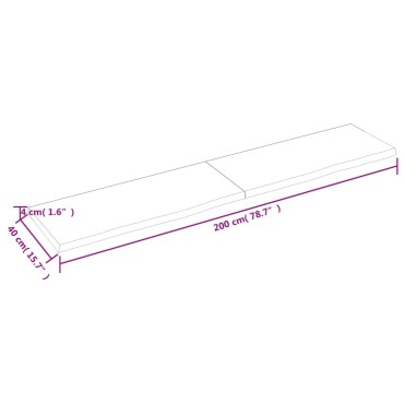 vidaXL Ράφι Τοίχου Σκούρο Καφέ 200x40x(2-4)cm Επεξ. Μασίφ Ξύλο Δρυός 1 τεμ.