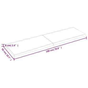 vidaXL Ράφι Τοίχου Σκούρο Καφέ 180x50x(2-6)cm Επεξ. Μασίφ Ξύλο Δρυός 1 τεμ.