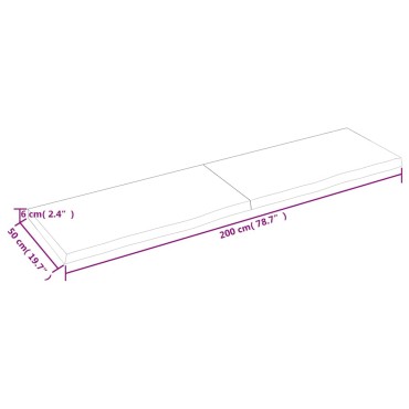 vidaXL Ράφι Τοίχου Σκούρο Καφέ 200x50x(2-6)cm Επεξ. Μασίφ Ξύλο Δρυός 1 τεμ.