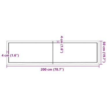 vidaXL Ράφι Τοίχου Σκούρο Καφέ 200x50x(2-6)cm Επεξ. Μασίφ Ξύλο Δρυός 1 τεμ.
