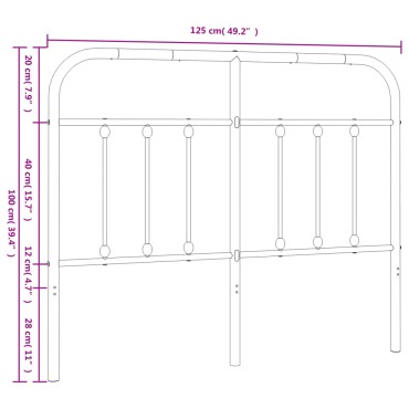 vidaXL Κεφαλάρι Μαύρο Μεταλλικό 125x3x100cm 1 τεμ.