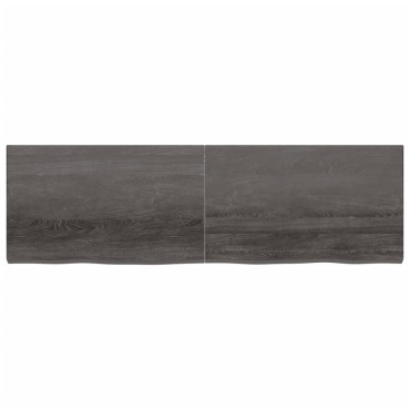 vidaXL Ράφι Τοίχου Σκούρο Καφέ 200x60x(2-6)cm Επεξ. Μασίφ Ξύλο Δρυός 1 τεμ.