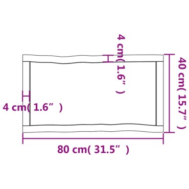 vidaXL Επιφάνεια Τραπεζιού 80x40x(2-4)cm Ακατέργ. Μασίφ Ξύλο Δρυός 1 τεμ.