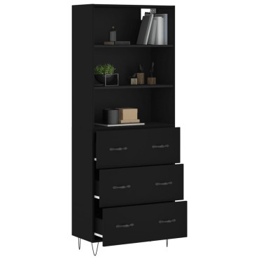 vidaXL Ντουλάπι Μαύρο 69,5x34x180cm από Επεξεργασμένο Ξύλο 1 τεμ.
