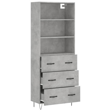 vidaXL Ντουλάπι Γκρι Σκυροδέματος 69,5x34x180cm Επεξεργασμένο Ξύλο 1 τεμ.