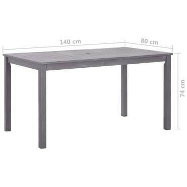 vidaXL Τραπέζι Κήπου Γκρι Πατίνα 140x80x74cm από Μασίφ Ξύλο Ακακίας 1 τεμ.