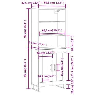 vidaXL Ντουλάπι Λευκό 69,5x34x180cm από Επεξεργασμένο Ξύλο 1 τεμ.