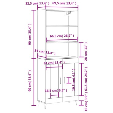 vidaXL Ντουλάπι Μαύρο 69,5x34x180cm από Επεξεργασμένο Ξύλο 1 τεμ.