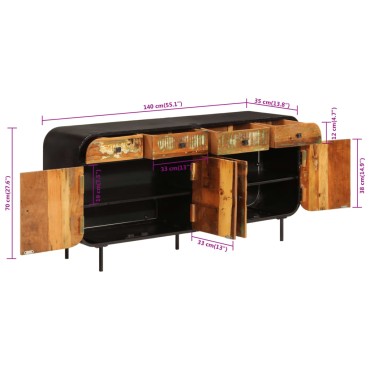 vidaXL Ντουλάπι 140x35x70cm Μασίφ Ανακυκλωμένο Ξύλο και Μέταλλο 1 τεμ.