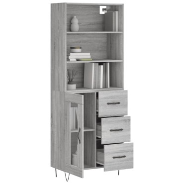 vidaXL Ντουλάπι Γκρι Sonoma 69,5x34x180cm Επεξεργασμένο Ξύλο 1 τεμ.