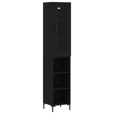 vidaXL Ντουλάπι Μαύρο 34,5x34x180cm από Επεξεργασμένο Ξύλο 1 τεμ.
