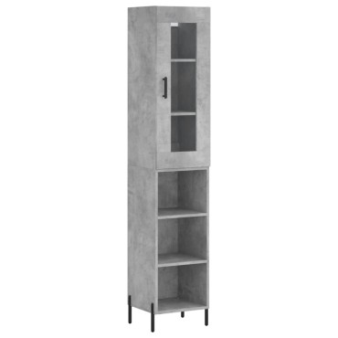 vidaXL Ντουλάπι Γκρι Σκυροδέματος 34,5x34x180cm Επεξεργασμένο Ξύλο 1 τεμ.