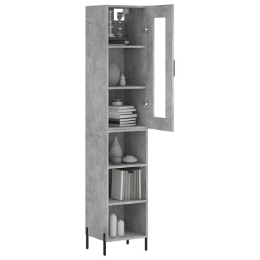 vidaXL Ντουλάπι Γκρι Σκυροδέματος 34,5x34x180cm Επεξεργασμένο Ξύλο 1 τεμ.