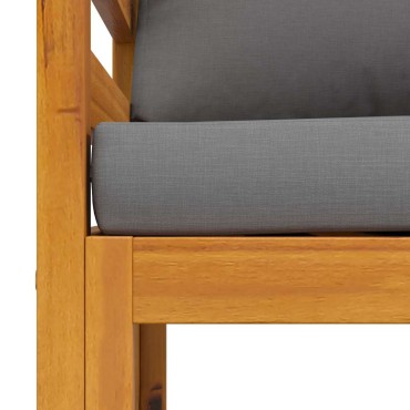 vidaXL Καρέκλα Κήπου από Μασίφ Ξύλο Ακακίας με Σκούρα Γκρι Μαξιλάρια 72x72x60cm