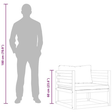 vidaXL Καρέκλα Κήπου από Μασίφ Ξύλο Ακακίας με Σκούρα Γκρι Μαξιλάρια 72x72x60cm