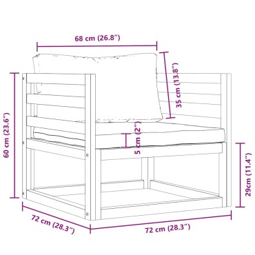 vidaXL Καρέκλα Κήπου από Μασίφ Ξύλο Ακακίας με Σκούρα Γκρι Μαξιλάρια 72x72x60cm