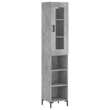 vidaXL Ντουλάπι Γκρι Σκυροδέματος 34,5x34x180cm Επεξεργασμένο Ξύλο 1 τεμ.