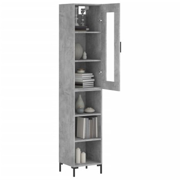 vidaXL Ντουλάπι Γκρι Σκυροδέματος 34,5x34x180cm Επεξεργασμένο Ξύλο 1 τεμ.