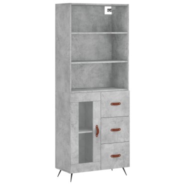 vidaXL Ντουλάπι Γκρι Σκυροδέματος 69,5x34x180cm Επεξεργασμένο Ξύλο 1 τεμ.