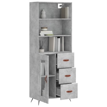 vidaXL Ντουλάπι Γκρι Σκυροδέματος 69,5x34x180cm Επεξεργασμένο Ξύλο 1 τεμ.