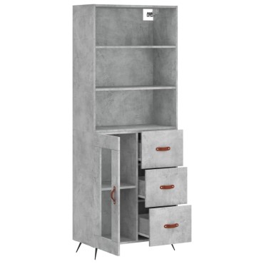 vidaXL Ντουλάπι Γκρι Σκυροδέματος 69,5x34x180cm Επεξεργασμένο Ξύλο 1 τεμ.