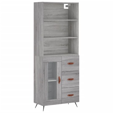 vidaXL Ντουλάπι Γκρι Sonoma 69,5x34x180cm Επεξεργασμένο Ξύλο 1 τεμ.
