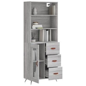 vidaXL Ντουλάπι Γκρι Sonoma 69,5x34x180cm Επεξεργασμένο Ξύλο 1 τεμ.