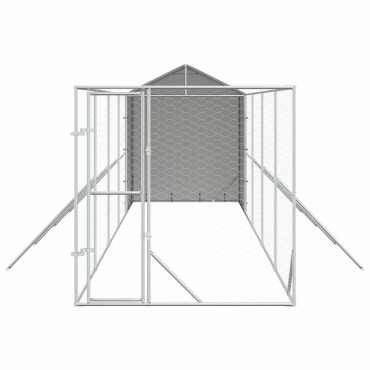 vidaXL Κλουβί Σκύλου Εξ. Χώρου με Οροφή Ασημί 2x10x2,5 μ. Γαλβ. Ατσάλι
