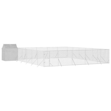 vidaXL Κλουβί Σκύλου Εξ. Χώρου με Οροφή Ασημί 12x12x2,5 μ Γαλβ. Ατσάλι