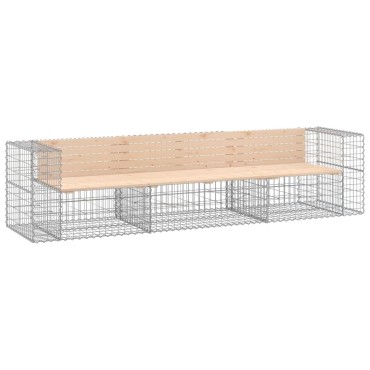 vidaXL Παγκάκι Κήπου Συρματοκιβώτιο 287x71x65,5cm Μασίφ Ξύλο Πεύκου 1 τεμ.