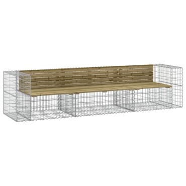 vidaXL Παγκάκι Κήπου Συρματοκιβώτιο 287x71x65,5cm Εμποτ. Ξύλο Πεύκου 1 τεμ.