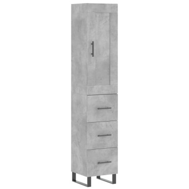 vidaXL Ντουλάπι Γκρι Σκυροδέματος 34,5x34x180cm Επεξεργασμένο Ξύλο 1 τεμ.