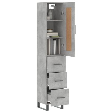 vidaXL Ντουλάπι Γκρι Σκυροδέματος 34,5x34x180cm Επεξεργασμένο Ξύλο 1 τεμ.