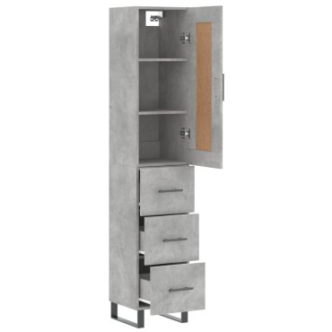 vidaXL Ντουλάπι Γκρι Σκυροδέματος 34,5x34x180cm Επεξεργασμένο Ξύλο 1 τεμ.