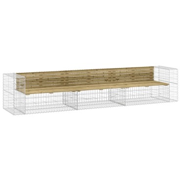 vidaXL Παγκάκι Κήπου Συρματοκιβώτιο 347x71x65,5cm Εμποτ. Ξύλο Πεύκου 1 τεμ.